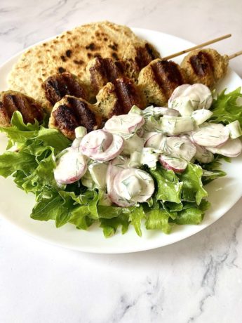 Grilled Turkey Meatballs and Spring Salad