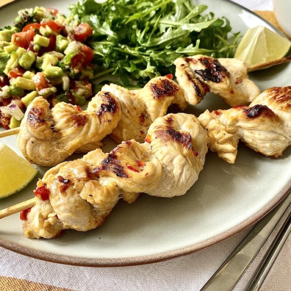 Turkey Skewers with Avocado Salsa