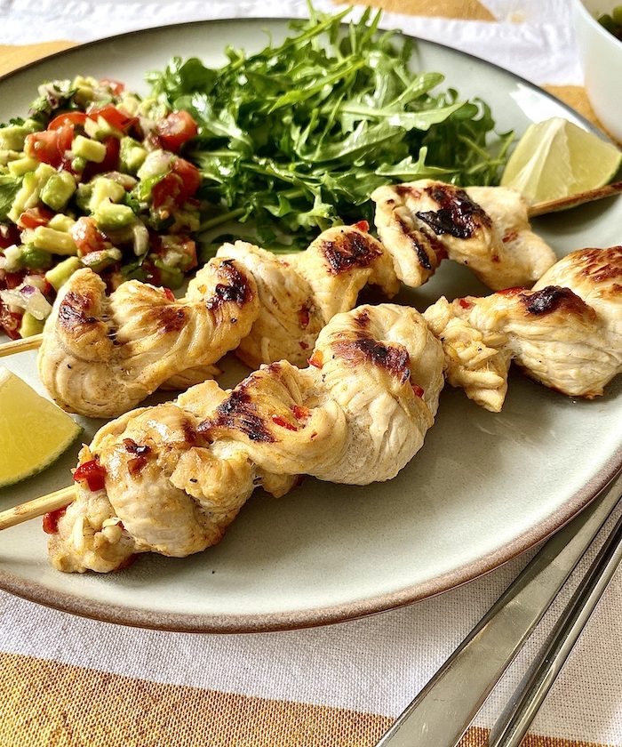 Turkey Skewers with Avocado Salsa