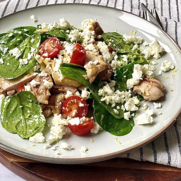 Grilled chicken and spinach salad