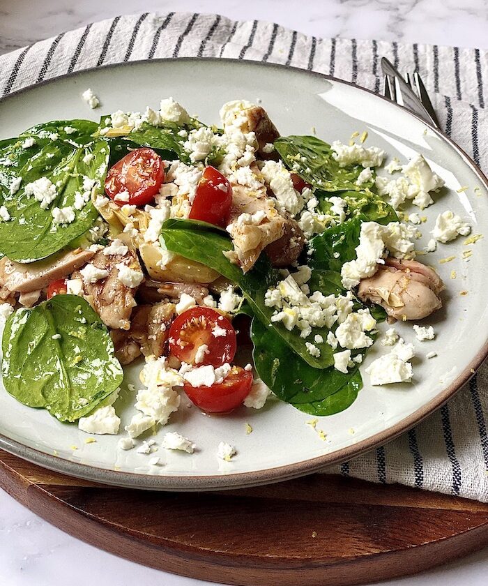 Grilled chicken and spinach salad