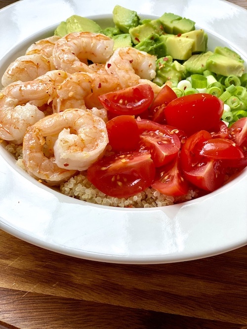 Prawn and quinoa bowl