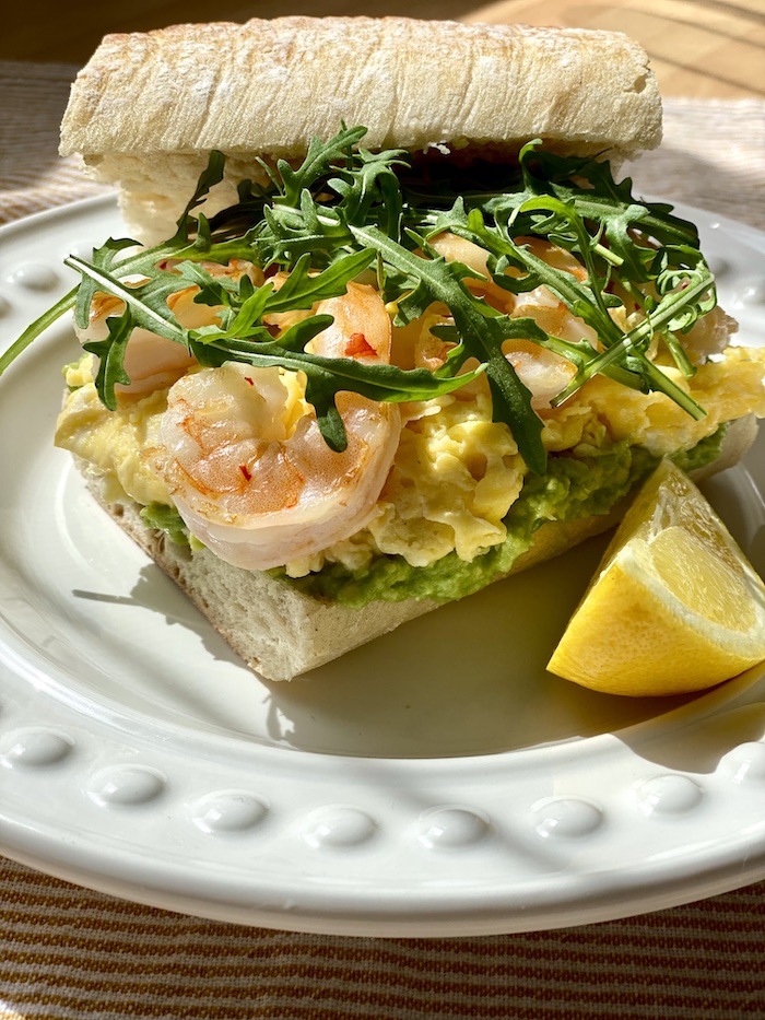 Prawns and Scrambled Eggs Sandwich