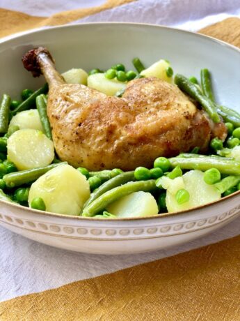 Roasted Chicken with Buttered Spring Vegetables