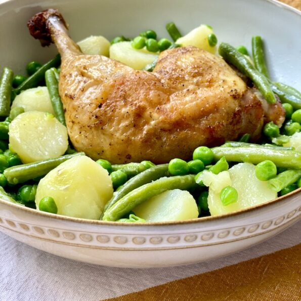 Roasted Chicken with Buttered Spring Vegetables