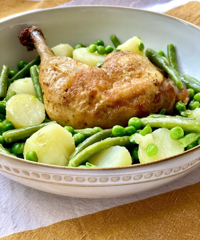 Roasted Chicken with Buttered Spring Vegetables