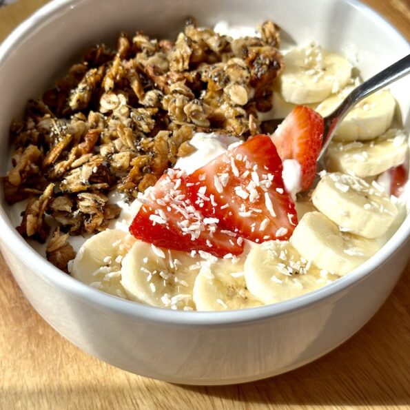 Yoghurt Pot with Homemade Granola and Fruits