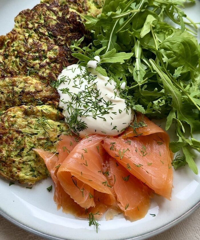 Zucchini Fritters with Smoked Salmon