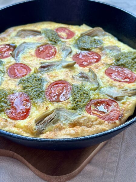 Pesto, Tomato and Artichoke Omelette