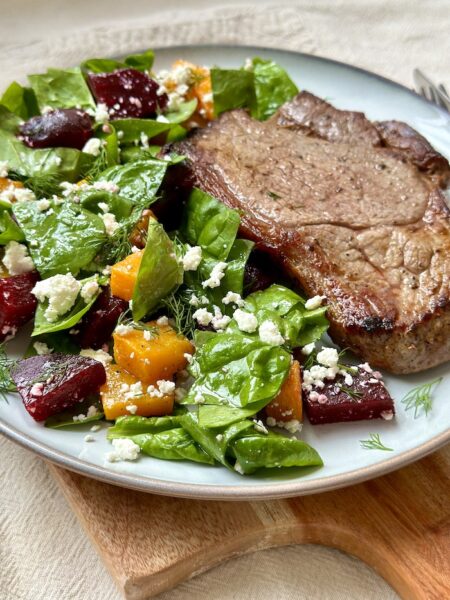 Spinach, Beets and Feta Salad