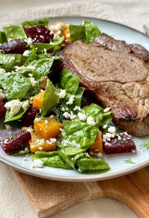 Spinach, Beets and Feta Salad