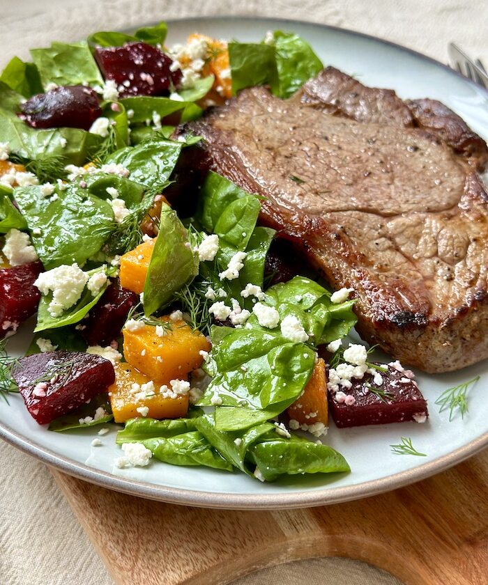 Spinach, Beets and Feta Salad