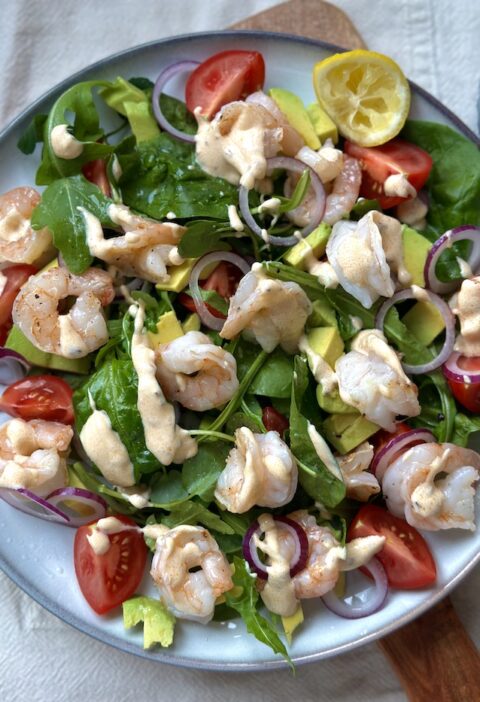 Prawn Salad with Spicy Yoghurt Dressing