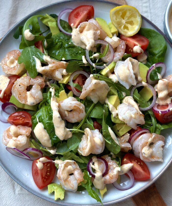 Prawn Salad with Spicy Yoghurt Dressing