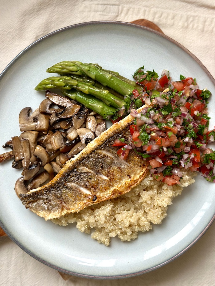 Sea Bass with Quinoa and Salsa