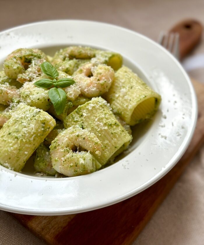 Pesto Pasta with Prawns