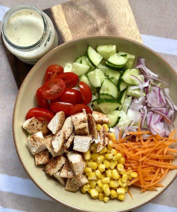 Chicken Salad Bowl with Buttermilk Lemon Dressing