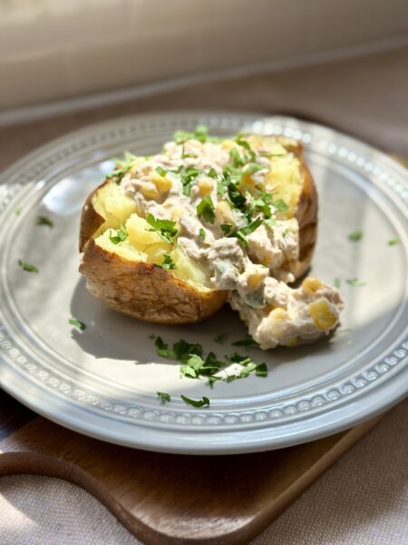Healthy Tuna and Corn Loaded Baked Potato