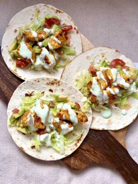 Chicken Wraps with Creamy Herb Yoghurt Sauce