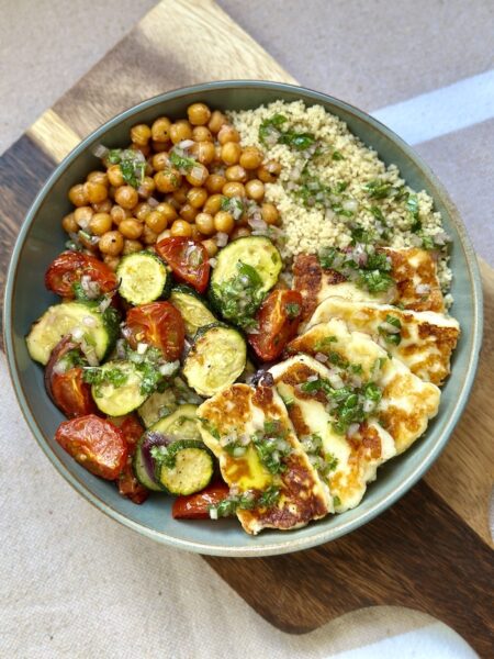 Mediterranean Halloumi and Couscous Bowl