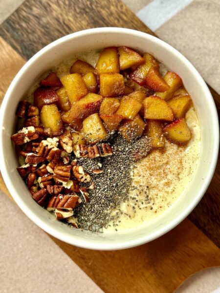 Creamy Oats with Stewed Apples Honey and Cinnamon