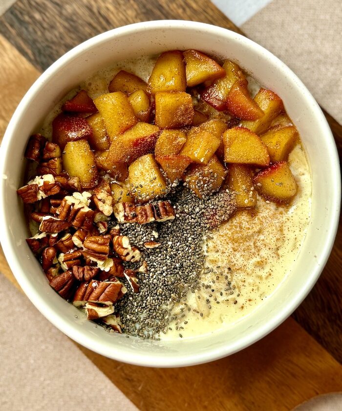 Creamy Oats with Stewed Apples Honey and Cinnamon