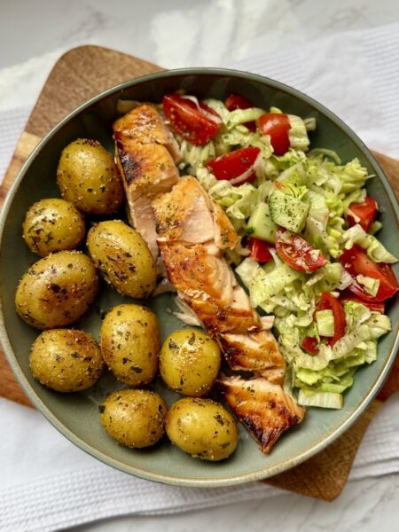 Honey Mustard Baked Salmon and Baby Potatoes