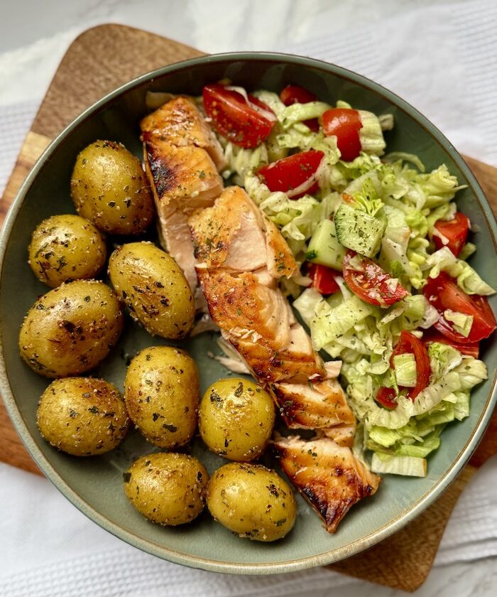 Honey Mustard Baked Salmon and Baby Potatoes