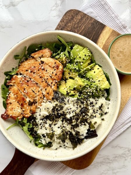 Chicken & Rice Bowl with Creamy Cashew Dressing