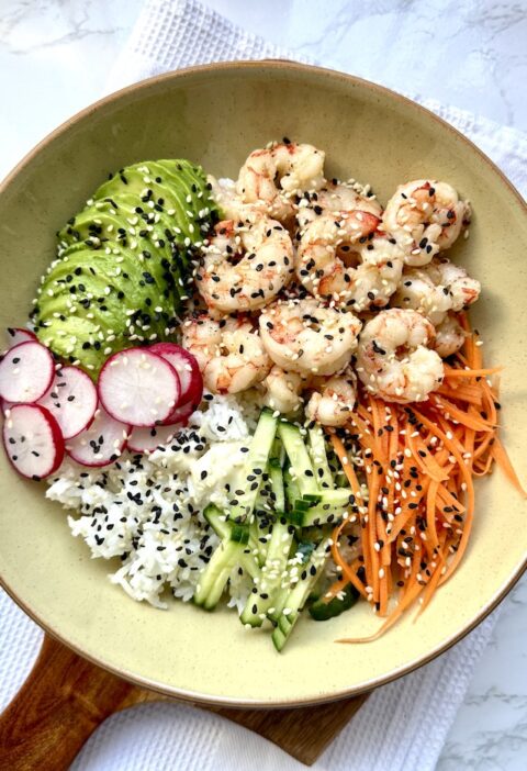 Prawn Bowl with Creamy Wasabi Dressing
