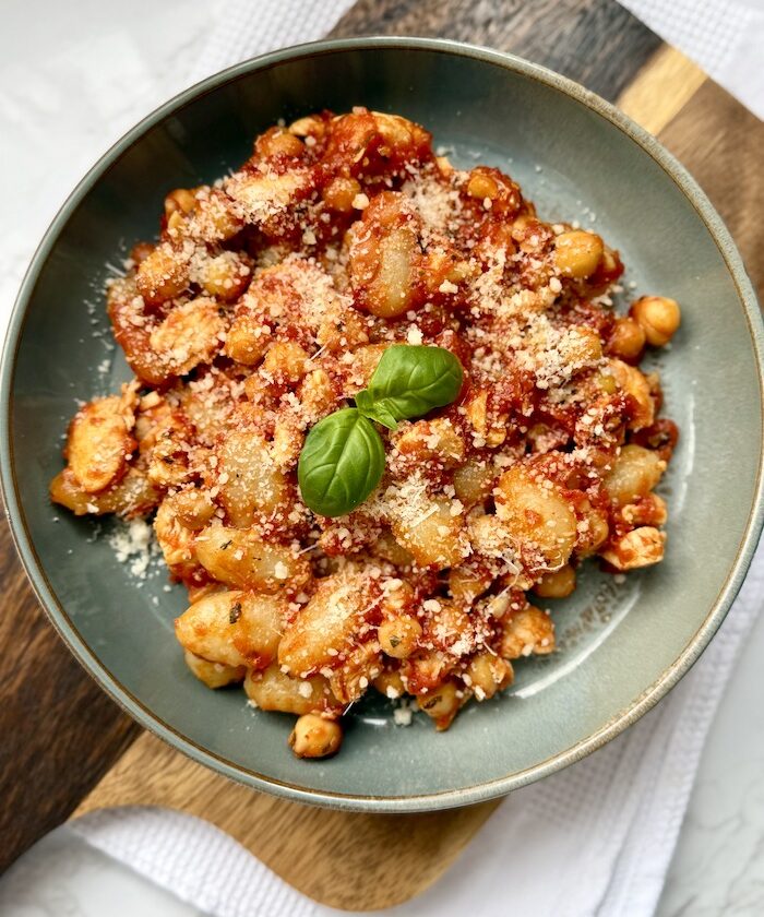 Chicken and Chickpeas Tomato Sauce with Potato Gnocchi