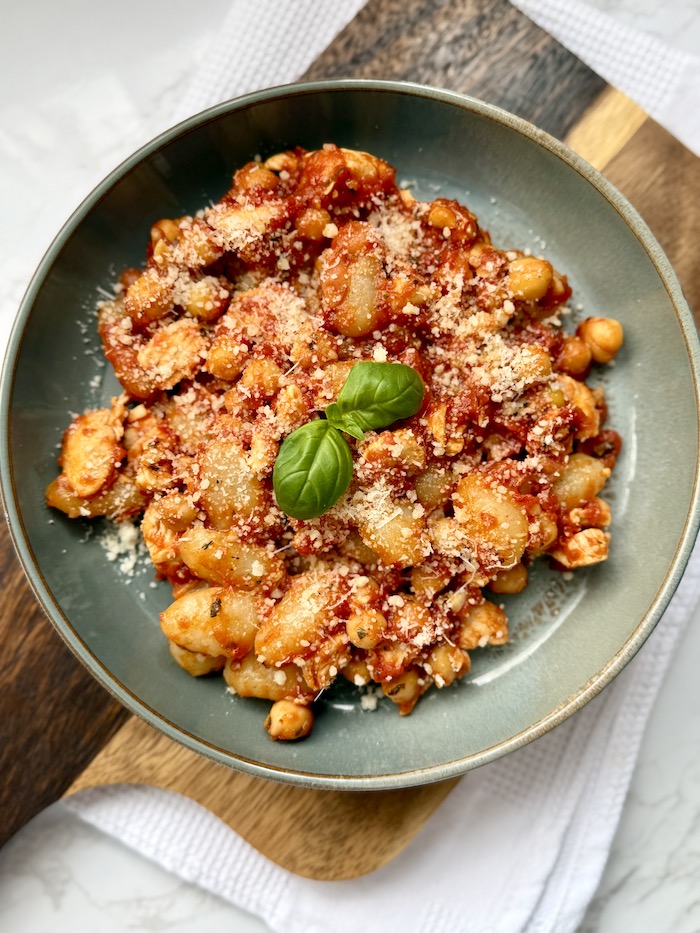 Chicken and Chickpeas Tomato Sauce with Potato Gnocchi