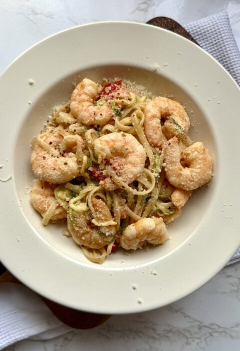 Creamy Prawn, Tomato and Courgette Pasta