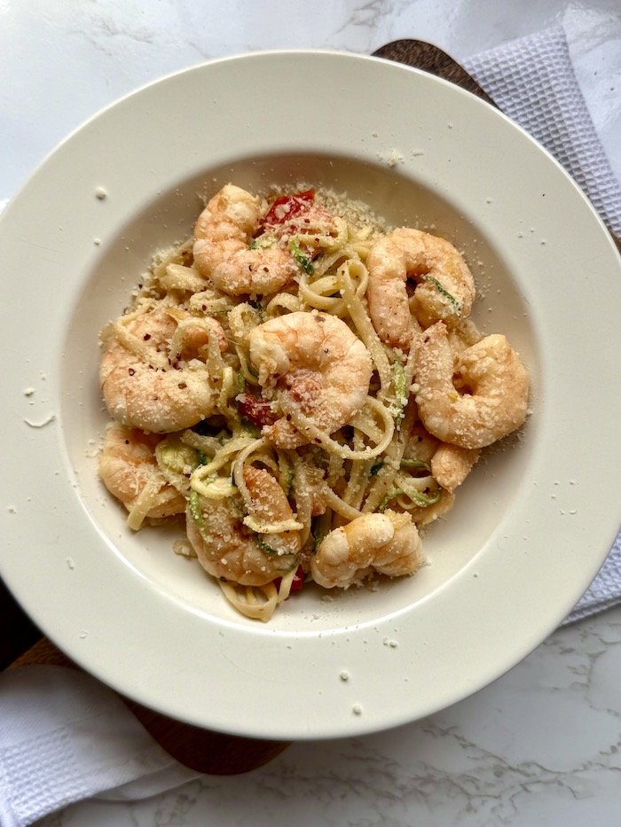 Creamy Prawn, Tomato and Courgette Pasta