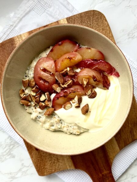 Fiber-Rich Oats with Grilled Nectarines and Toasted Almonds