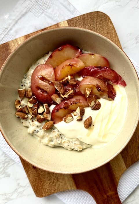 Fiber-Rich Oats with Grilled Nectarines and Toasted Almonds