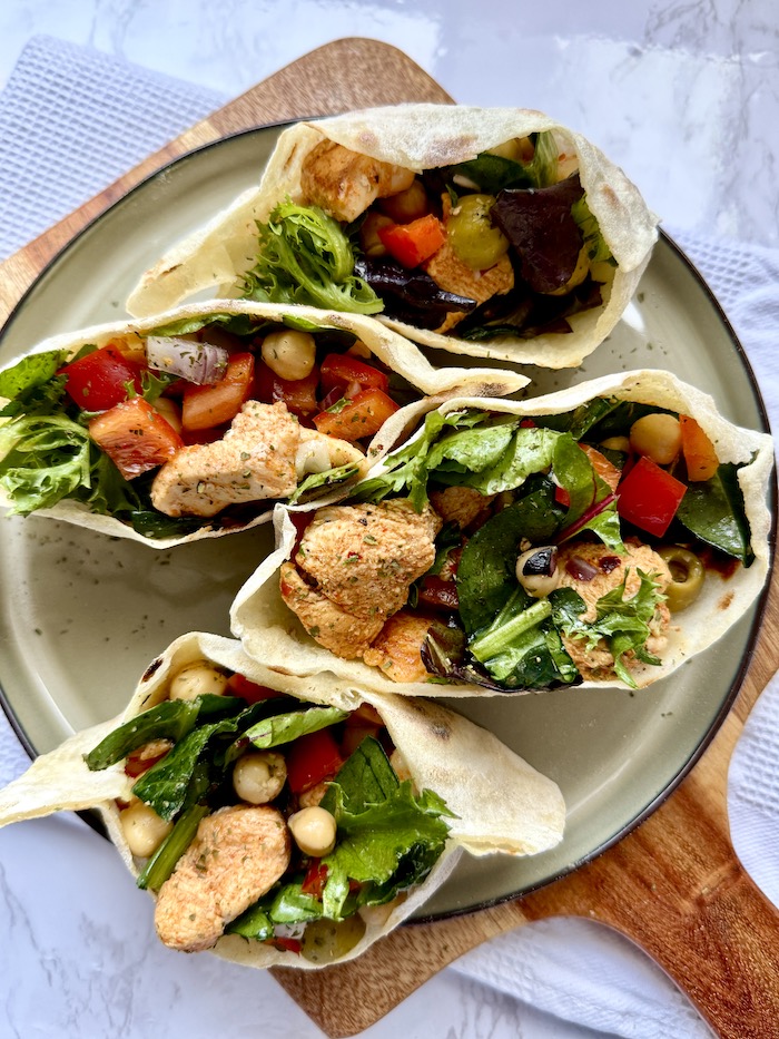 Homemade Pitta Pockets with Chicken and Chickpea Salad