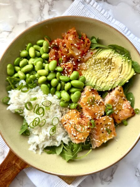 Orange, Garlic & Ginger Grilled Salmon Bowl